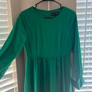 Modest solid green maxi dress with sleeves